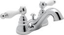 Deckmount Bathroom Sink Faucet with Double Porcelain Lever Handle in Polished Chrome