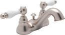 ROHL&reg; Satin Nickel Deckmount Bathroom Sink Faucet with Double Porcelain Lever Handle 