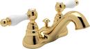 Deckmount Bathroom Sink Faucet with Double Porcelain Lever Handle in Inca Brass
