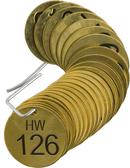 1-1/2 in. Hot Water 126 to 150 Character Series Stock Stamped Brass Numbered Valve Tag (25 Pack)
