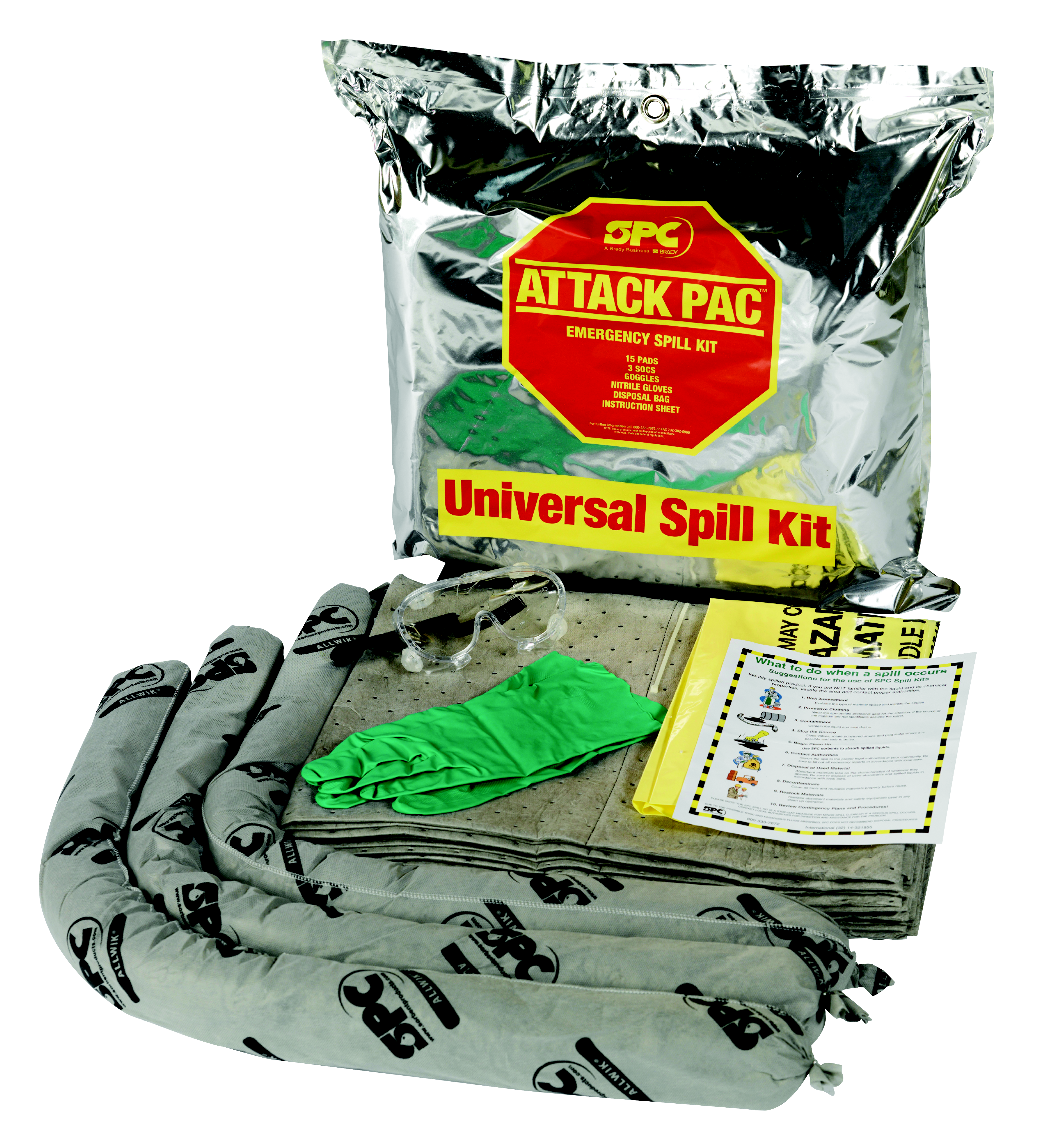 Brady Worldwide Silver 17-1/2 x 16 x 20 in. Silver Foil Spill Kit 