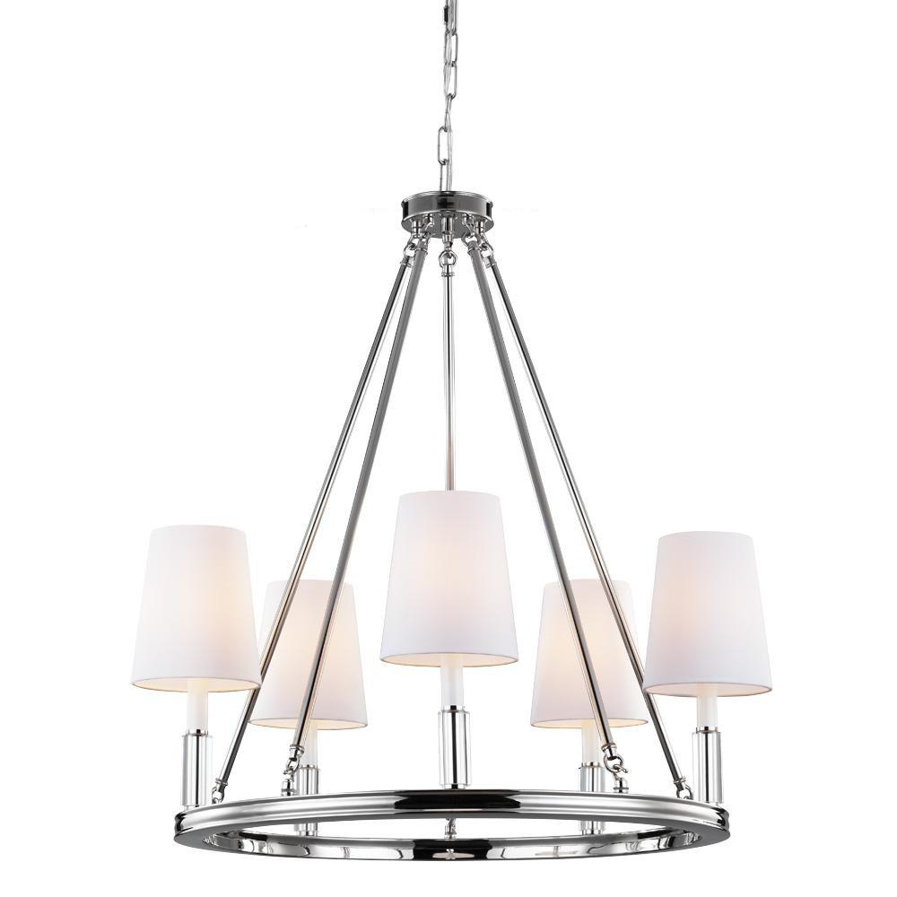 Visual Comfort & Co. Studio Polished Nickel 96-1/8 in. 5-Light Candelabra E-12 Base Chandelier 