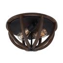 60W 2-Light Medium E-26 Base Incandescent Flushmount Ceiling Fixture in Weathered Oak Wood and Antique Forged Iron