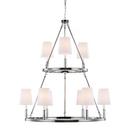 9-Light Chandelier in Polished Nickel and Clear Silver
