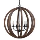 Visual Comfort & Co. Studio Weathered Oak Wood/Antique Forged Iron Pendant 