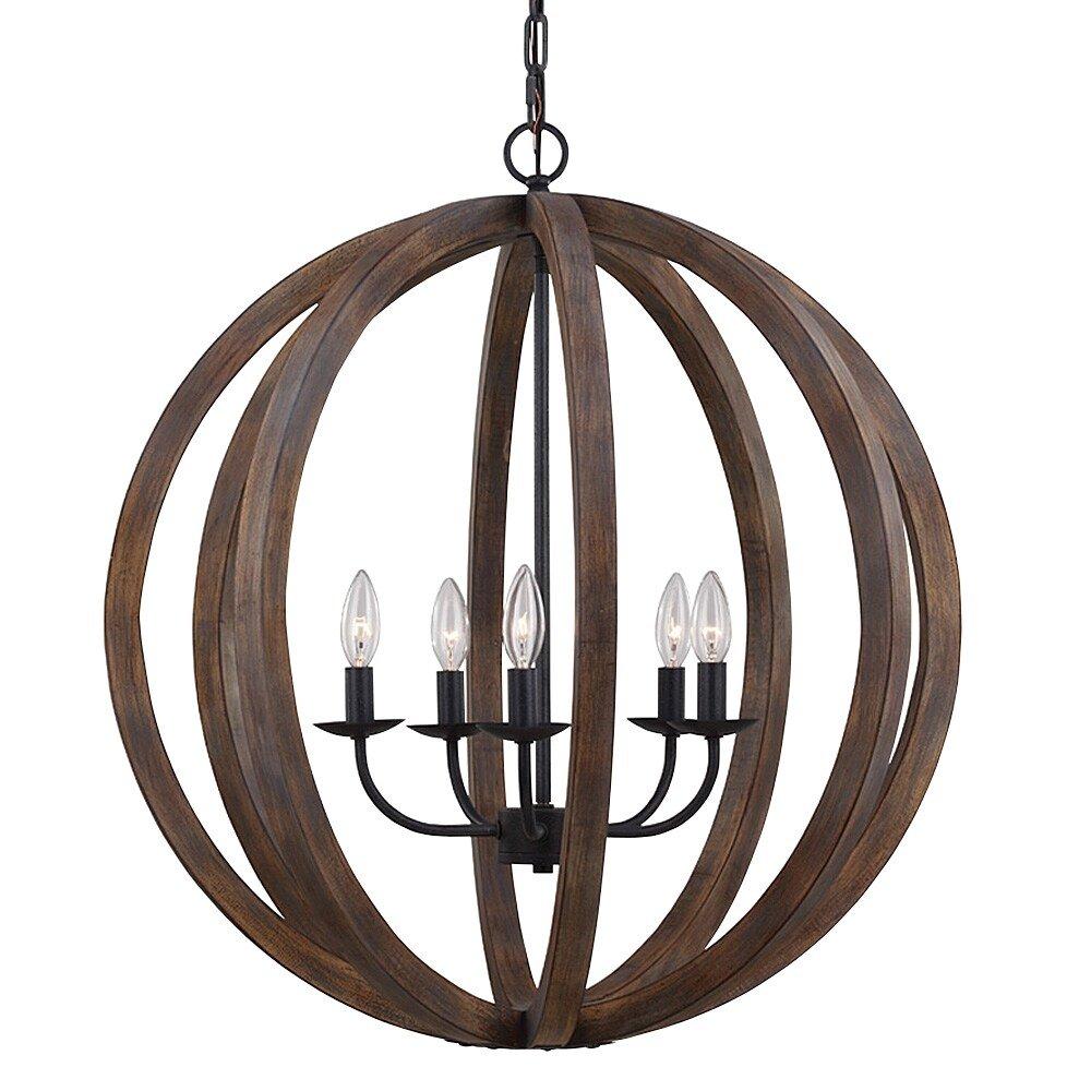 Visual Comfort & Co. Studio Weathered Oak Wood Pendant 
