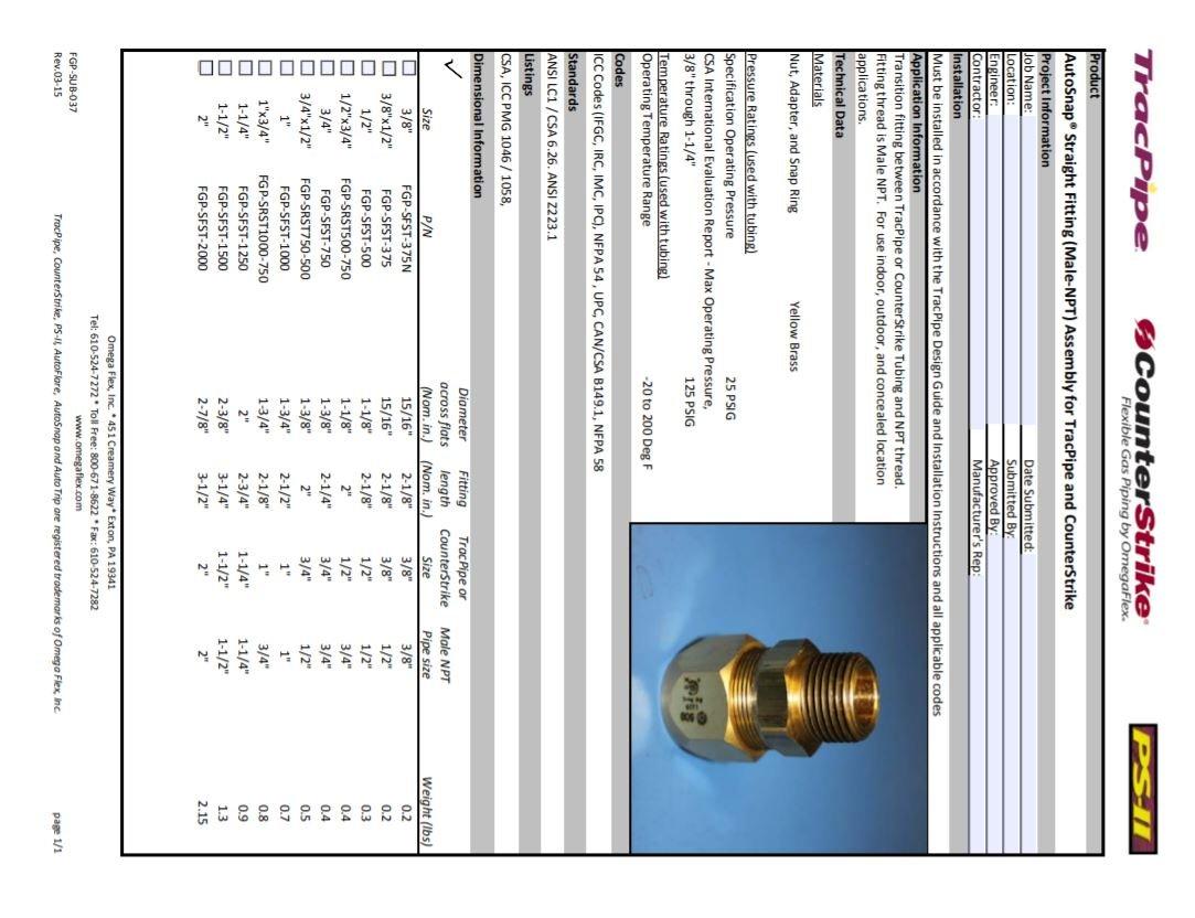 Omega Flex MNPT Straight Fitting 