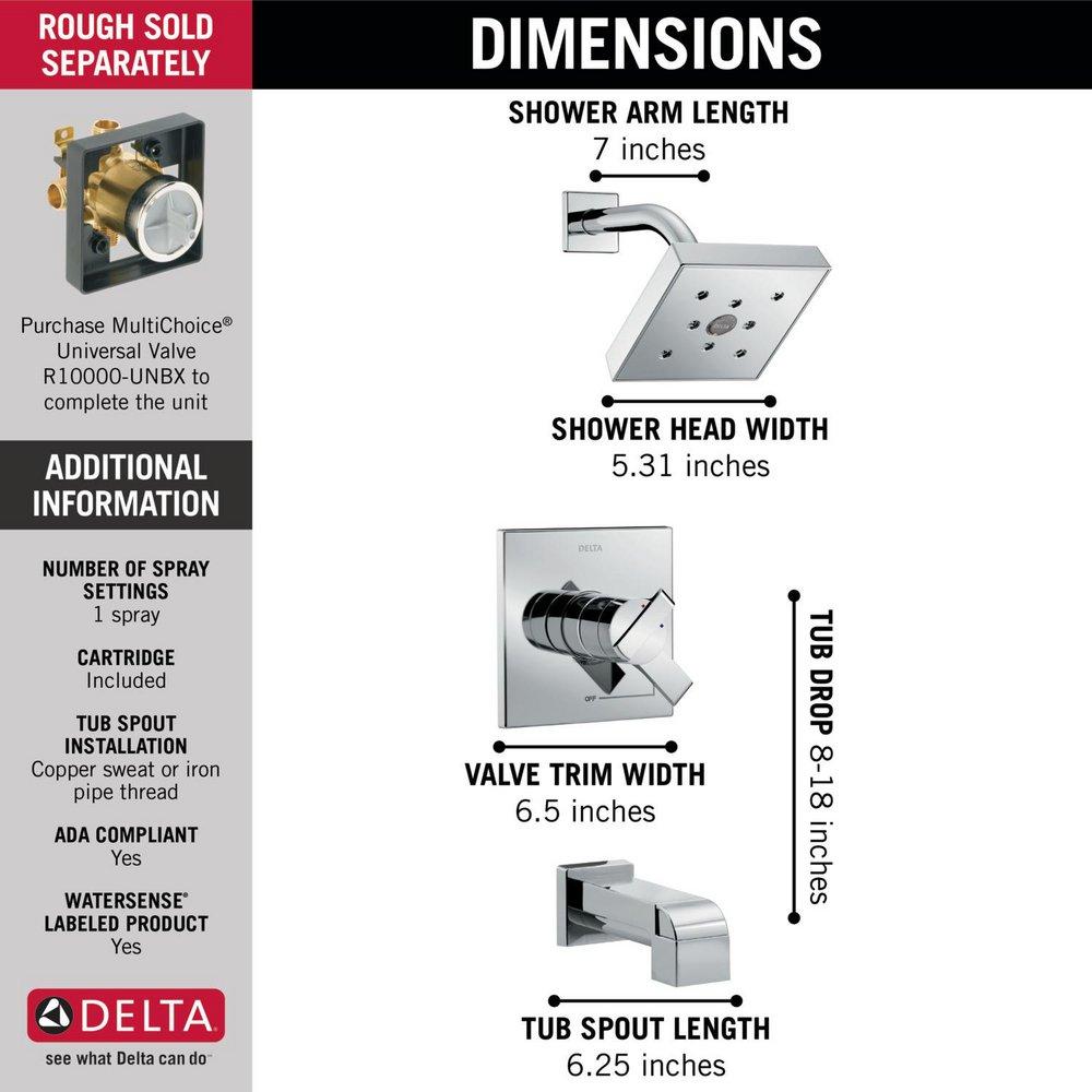 Delta Faucet Chrome Two Handle Single Function Bathtub & Shower Faucet (Trim Only) 