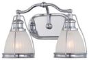 14-1/2 in. 2-Light Bath Light with Ribbed Opal Glass in Polished Chrome