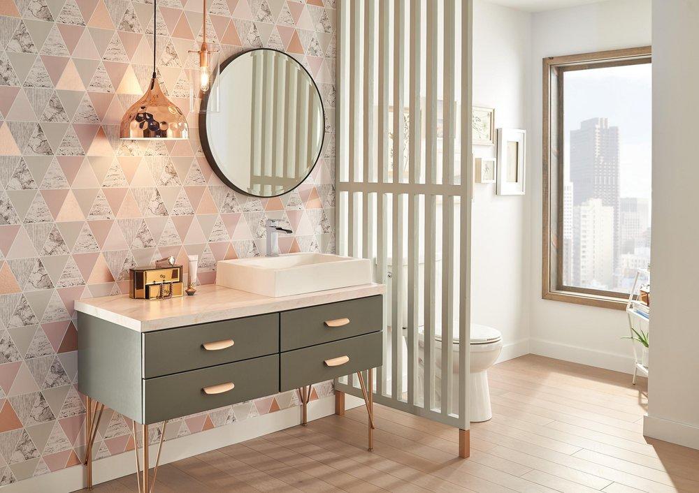 Delta Faucet Chrome Single Handle Monoblock Waterfall Bathroom Sink Faucet with Metal Pop-Up Drain 