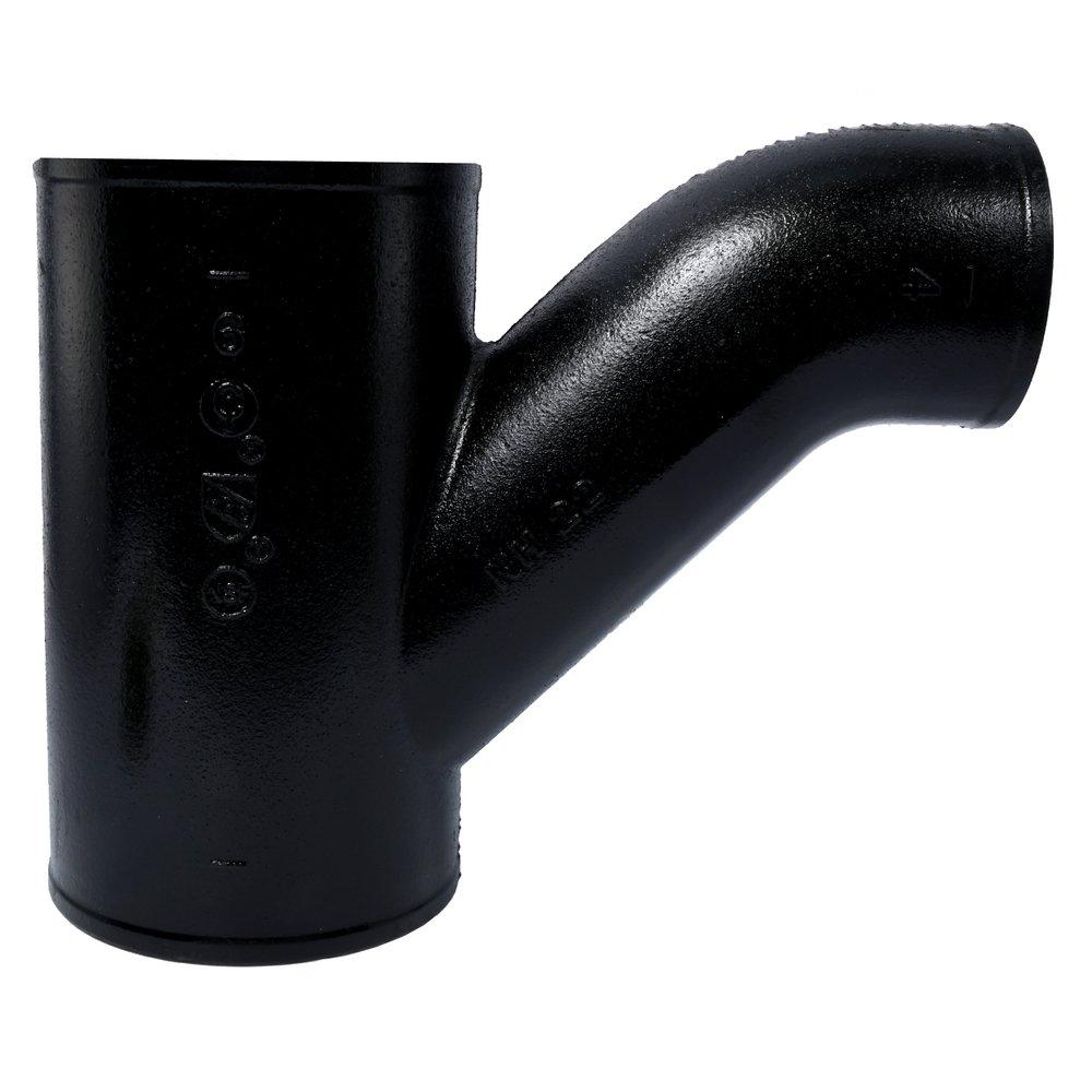 Black No Hub Cast Iron Reducing 1/8 Bend Combination Wye 