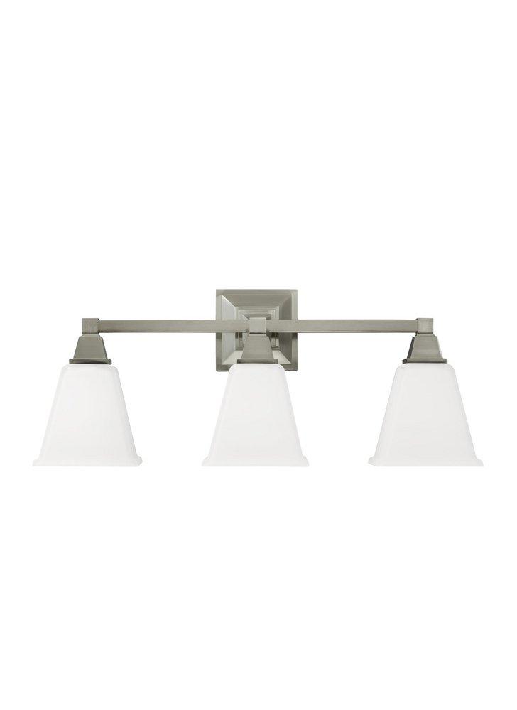 Seagull Lighting Brushed Nickel 100W 3-Light Medium E-26 Base Incandescent Wall or Bath Sconce 