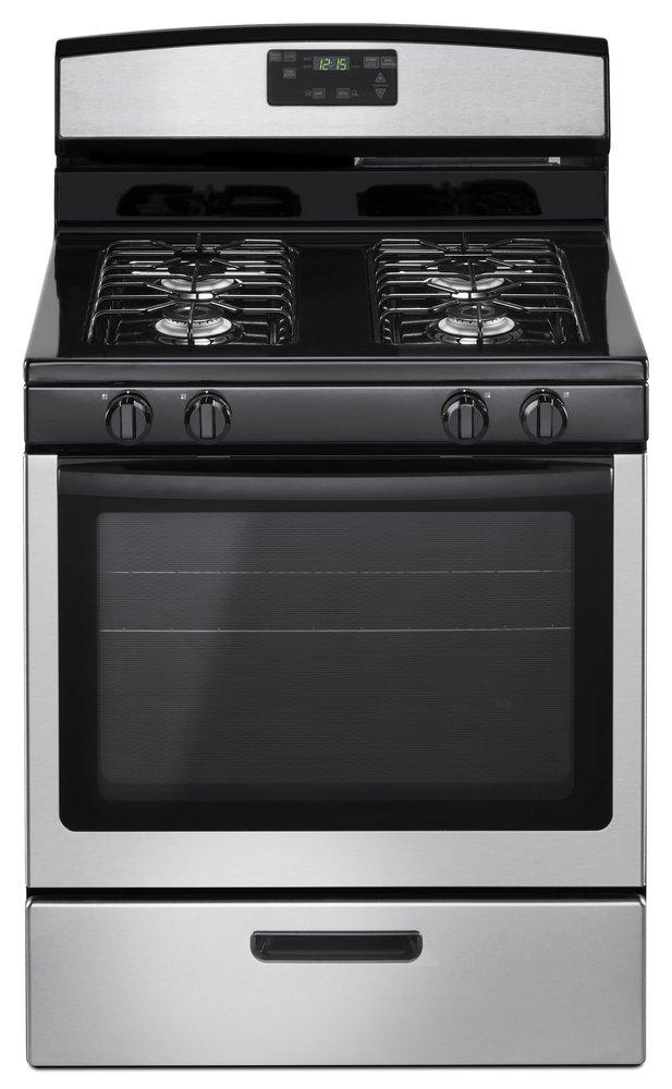 Amana Stainless Steel 29-22/25 in. Gas 4-Burner Sealed Freestanding Range 