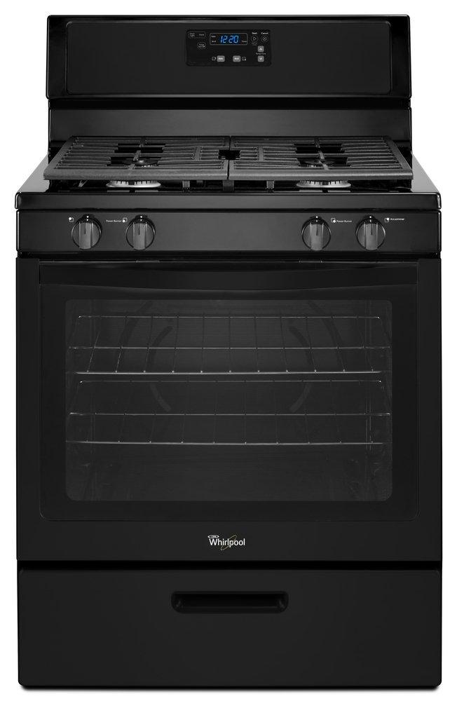 Whirlpool Black 29-7/8 in. Gas 4-Burner Sealed Freestanding Range 