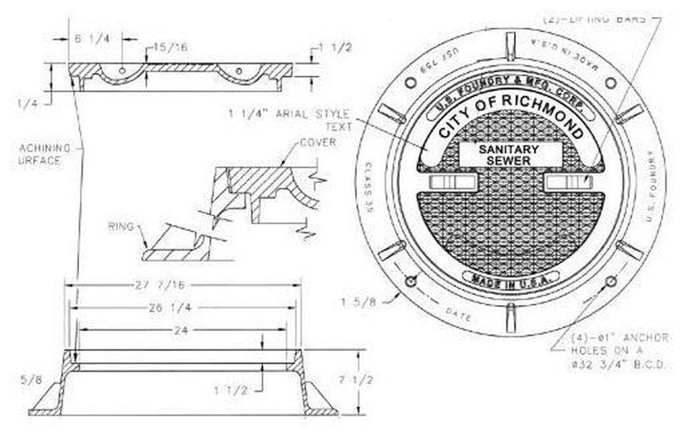 Capitol Foundry of Virginia Sanitary Sewer Manhole Frame and Cover Only 