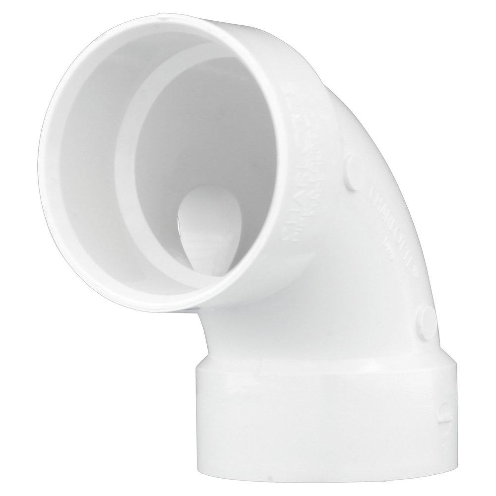 White PVC DWV 90&deg; Elbow with 1-1/2 