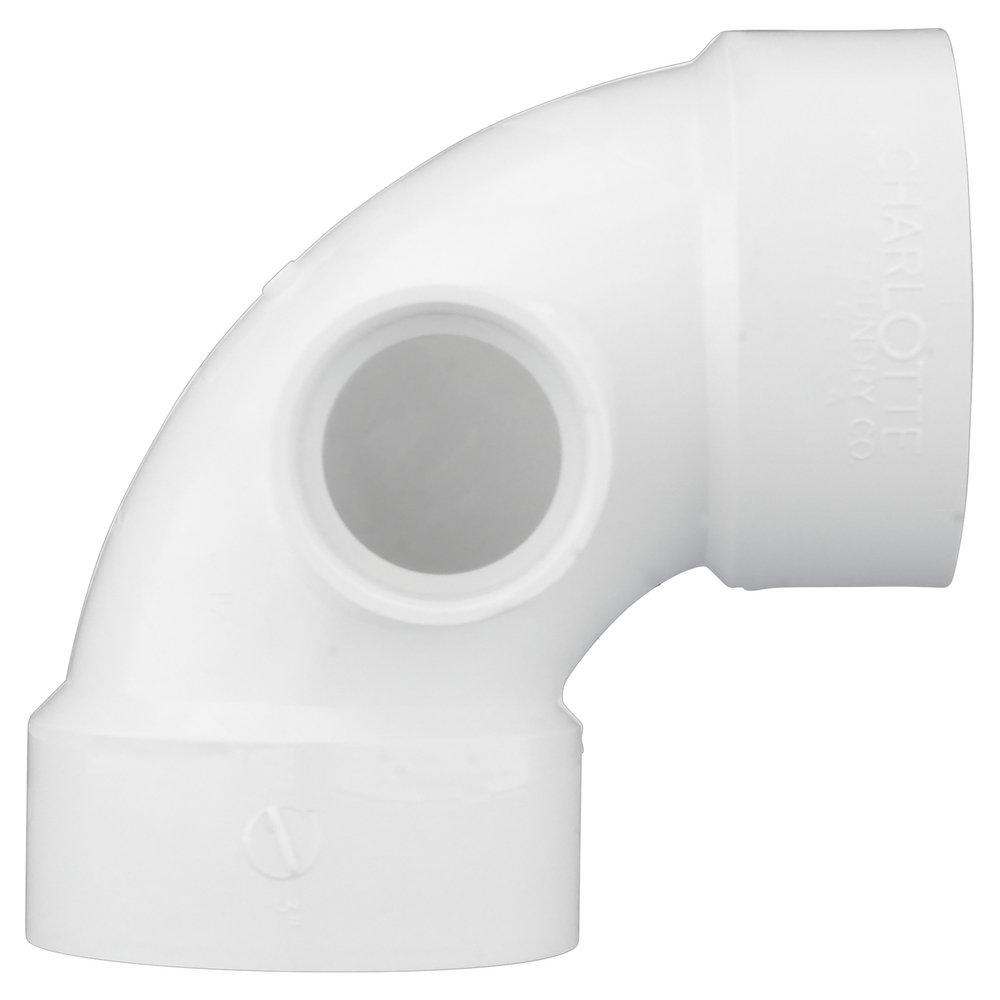 White PVC DWV 90&deg; Elbow with 1-1/2 