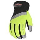 Radians Hi-Viz Green Plastic, Spandex and Synthetic Leather All Purpose and Construction Reusable Gloves in Hi-Viz Green and Grey 
