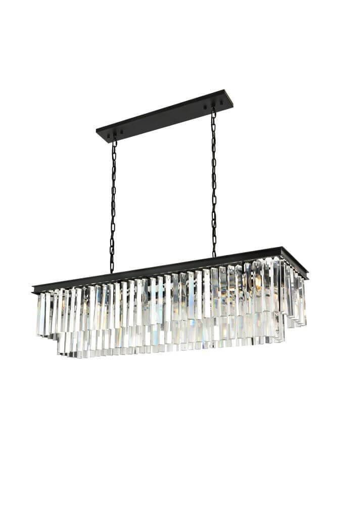 Elegant Lighting Matte Black 60W 12-Light Candelabra E-12 Pendant 