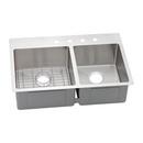 33 x 22 in. 1 Hole Stainless Steel Double Bowl Dual Mount Kitchen Sink in Polished Satin