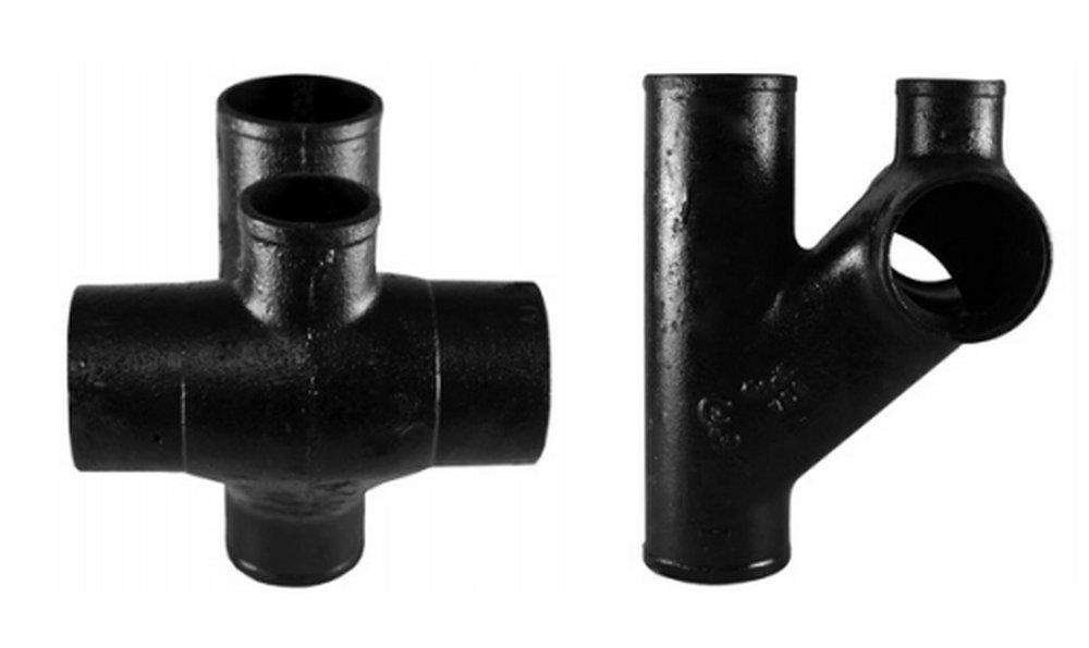 Black No Hub Cast Iron Reducing Figure 6 Double Fitting 