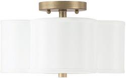 7-1/4 in. 60W 2-Light Medium E-26 Incandescent Ceiling Light with Glass Diffuser Glass in Brushed Gold