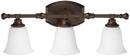 9-1/2 in. 100W 3-Light Vanity Fixture in Burnished Bronze with Soft White Glass Shade