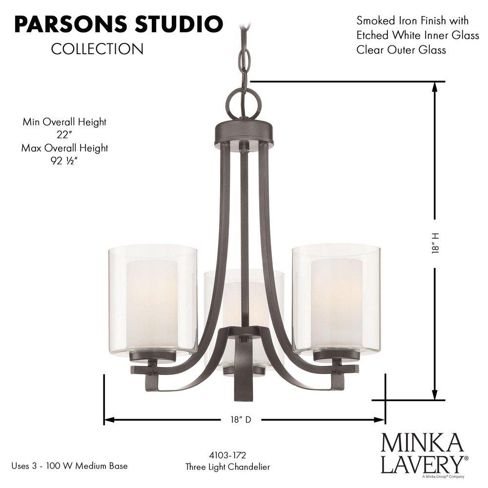 Minka Lavery Smoked Iron 18-1/2 in. 100W 3-Light Medium E-26 Chandelier 