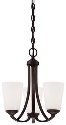 100W 3-Light Chandelier with Etched White Glass in Vintage Bronze