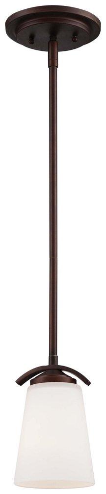 Minka Lavery Vintage Bronze 7-1/2 in. 100W 1-Light Pendant with Etched White Glass Shade 