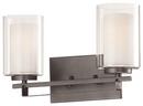 8-1/4 in. 100W 2-Light Bath Light in Smoked Iron with Clear Glass Shade