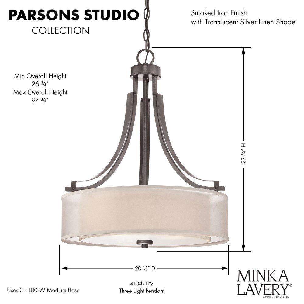 Minka Lavery Smoked Iron 3-Light Pendant 