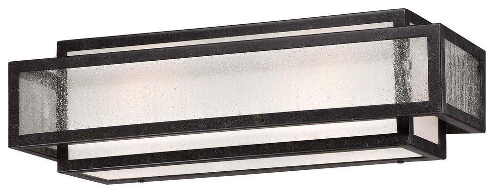 Minka Lavery Aged Charcoal 100W 2-Light Bath Light with Etched White and Clear Seeded Glass 
