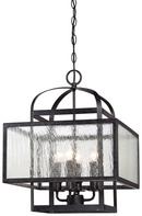 60W4-Light Mini Chandelier with Clear Seeded Glass in Aged Charcoal