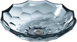 17-1/2 in. Vessel Mount Round Glass Bathroom Sink in Translucent Dusk