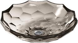 17-1/2 in. Vessel Mount Round Glass Bathroom Sink in Translucent Doe