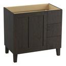 34-1/2 x 36 in. Bathroom Vanity Cabinet with Leg, 1-Door and 3-Drawer on Right in Felt Grey