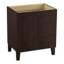 34-1/2 x 30 in. Bathroom Vanity Cabinet with Leg, 1-Door and 3-Drawer on Right in Claret Suede