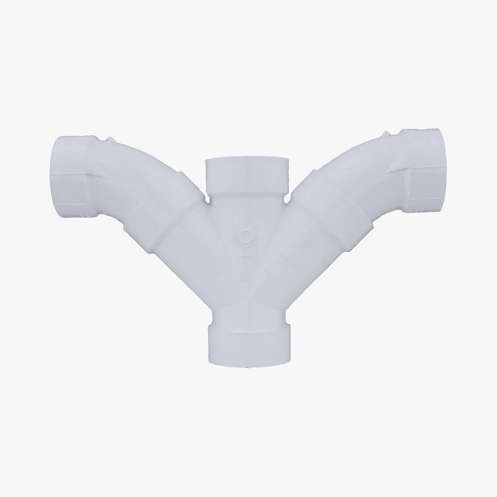 White PVC DWV 3-Piece Double Combination Wye (Fabricated) 