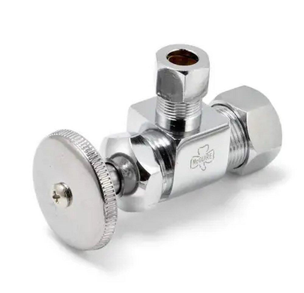McGuire Manufacturing Chrome Plated OD Compression Cross Handle Angle Supply Stop Valve in Chrome Plated 
