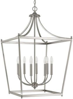 60W 8-Light Candelabra E-12 Pendant in Brushed Nickel