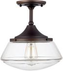 11-1/2 in. 75W 1-Light Medium E-26 Incandescent Ceiling Light with Clear Glass in Burnished Bronze