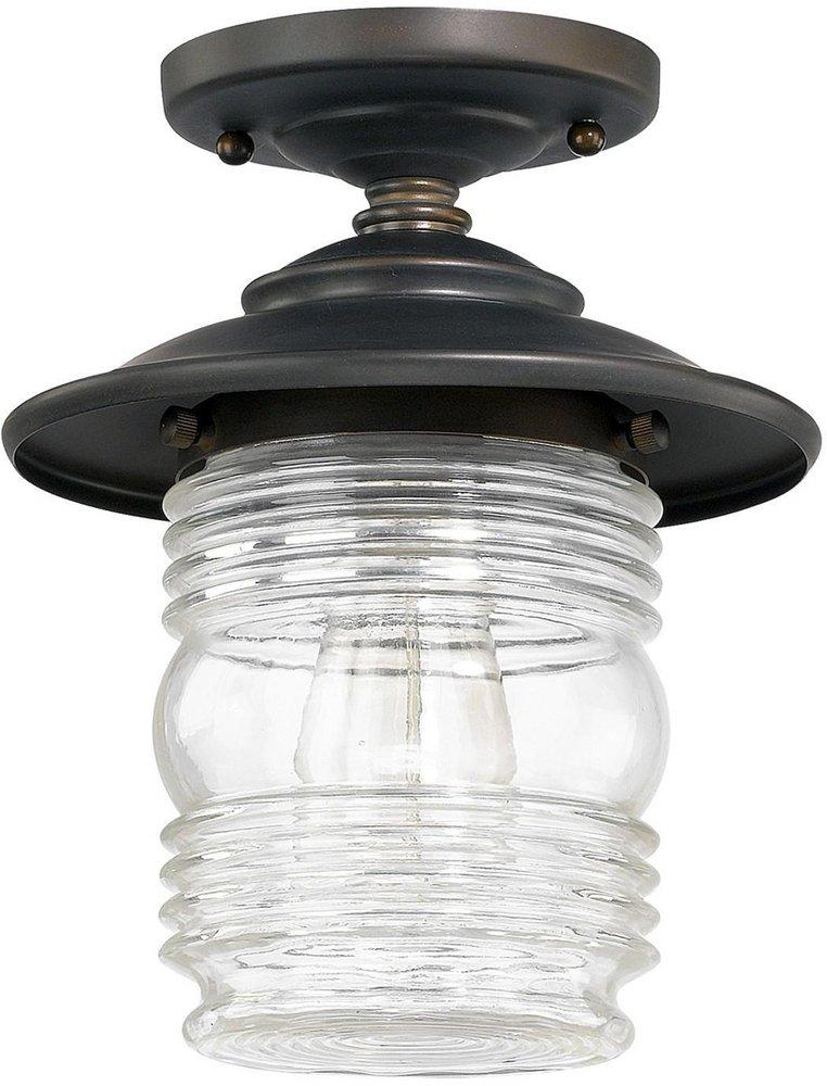 Capital Lighting Old Bronze 10 in. 75W 1-Light Flush Mount Ceiling Light with Clear Glass 