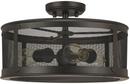 9-1/2 in. 100W 3-Light Flush Mount Ceiling Light with Bronze Brass Screen Glass in Old Bronze