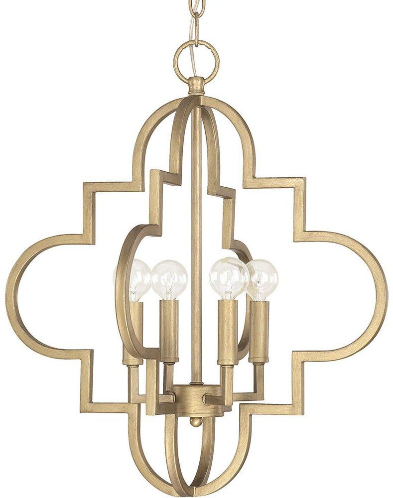 Capital Lighting Brushed Gold 20-1/4 in. 4-Light Candelabra E-12 Base Incandescent Pendant 