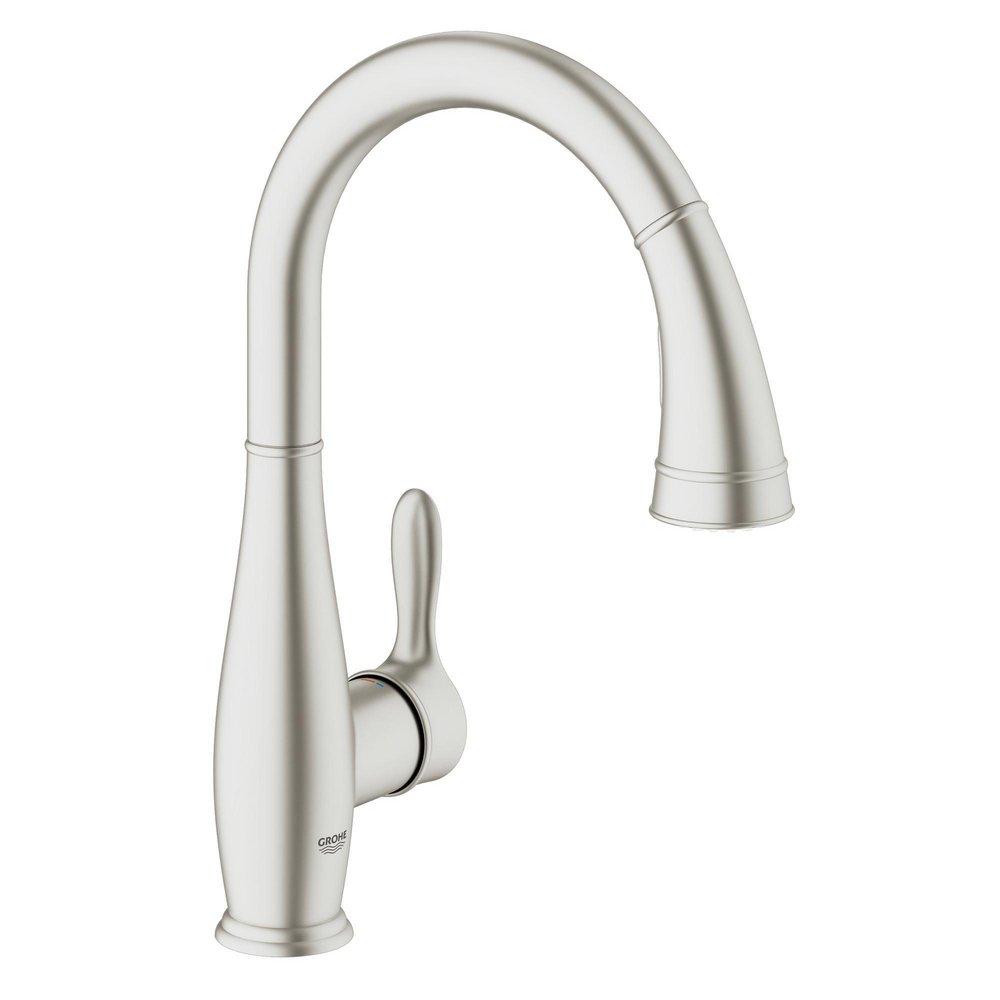 GROHE SuperSteel Infinity&trade; Single Handle Pull Down Kitchen Faucet 