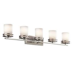 100W 5-Light Medium Base Incandescent Bath Vanity in Brushed Nickel