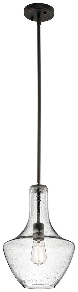 Kichler Lighting Olde Bronze 10-1/2 in. 100W 1-Light Medium Base Incandescent Pendant with Clear Seedy Glass 