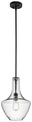 Kichler Lighting Olde Bronze 10-1/2 in. 100W 1-Light Medium Base Incandescent Pendant with Clear Seedy Glass 