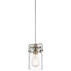 4-3/4 in. 100W 1-Light Medium Base Incandescent Mini Pendant in Brushed Nickel